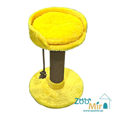 Zoomir "Yellow Happiness", когтеточка с круглым основанием и лежаком-полкой на верху, для кошек и котят, 72х52х52 см