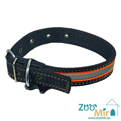 ZooMir, брезентовый ошейник со светоотражающей лентой, для собак средних пород, 30 - 48 см, 30 мм