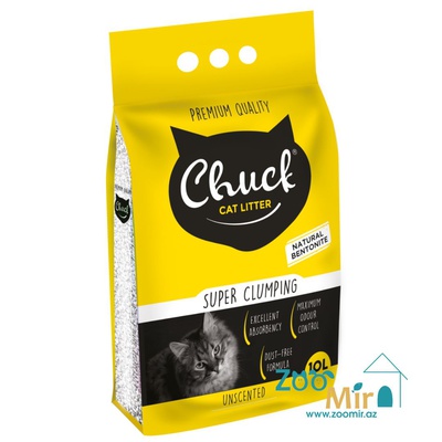 Chuck, натуральный комкающийся наполнитель без запаха, для кошек, 10 л