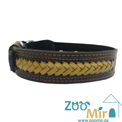 Zoomir, ошейник для средних и крупных собак, 60 см. (цвет: черный, горчичная вязка)