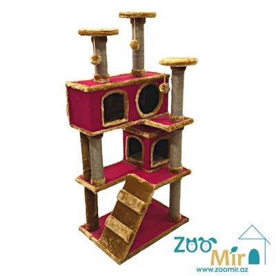 Zoomir "Big Cat Home", четырех ярусный домик когтеточка, для котят и кошек, 157х72х50 см (цвет: рубин)