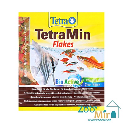 TetraMin Flakes Bio Active Formula, сбалансированный основной корм для пресноводных декоративных рыб, хлопья, 12 гр.