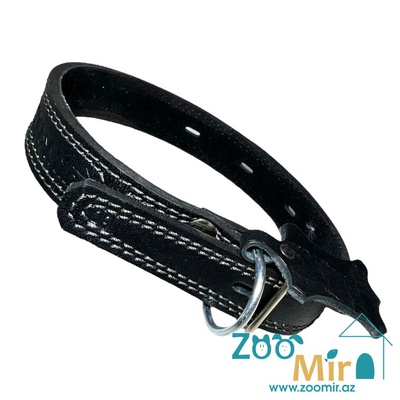 Zoomir, ошейник для средних пород собак, 60 см. (цвет: черный с серой строчкой)