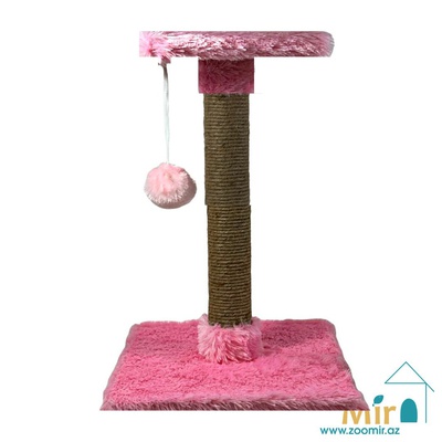 Zoomir "Pink Mood" , когтеточка с квадратным основанием и полкой на верху для кошек и котят, 45х30х30 см (размер S)