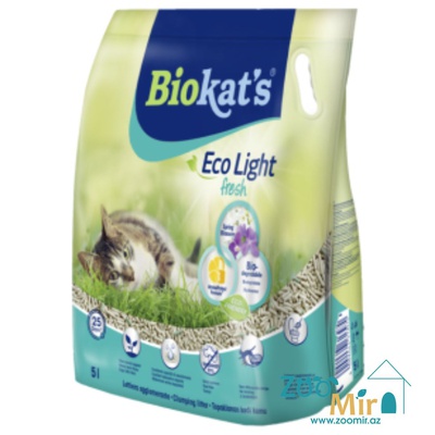 Gim Biokat's Eco Light Fresh Spring, натуральный комкующийся наполнитель из экологически чистых соевых бобов и натуральных растительных волокон с запахом весенней свежести, 5 литров
