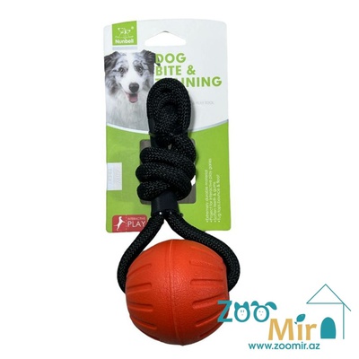 Nunbell, игрушка мяч на веревке с ручкой для собак, 6.5 см (цвет: оранжевый) (цена за 1 игрушку)