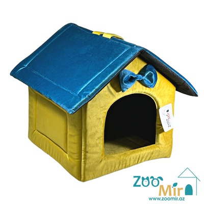 Zoomir, модель "Домик" для мелких пород собак и кошек, 40х35х40 см (цвет: желтый с бирюзовым 1)