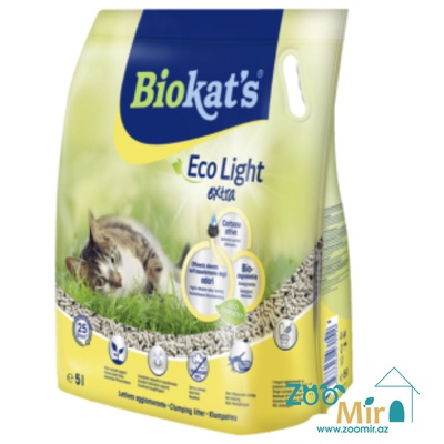 Gim Biokat's Eco Light Extra Carbon, натуральный комкующийся наполнитель из экологически чистых соевых бобов и натуральных растительных волокон с углем, 5 литров