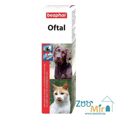 Beaphar Oftal, средство для чистки глаз и удаления слезных пятен у кошек и собак, 50 мл