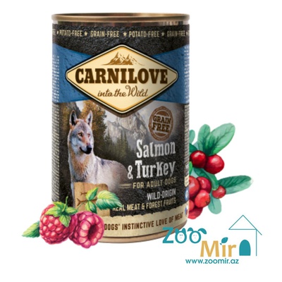 Carnilove, Salmon & Turkey, консервы для взрослых собак с лососем и индейкой, 400 гр