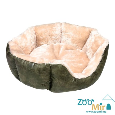 ZooMir, лежак для мелких пород собак и кошек, 50x45x16 см (размер M) (цвет: зеленый мрамор)