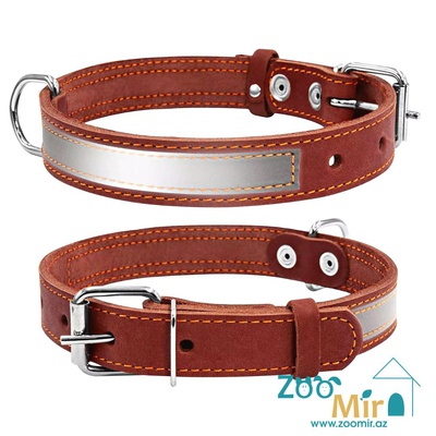 Collar, ошейник со светоотражающей лентой, для собак малых и средних пород, 32 - 40 см, 20 мм (цвет: коричневый)