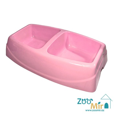 CadoPet, пластиковая двойная миска для собак средних пород, 2х0.5 л (цвет: розовый)