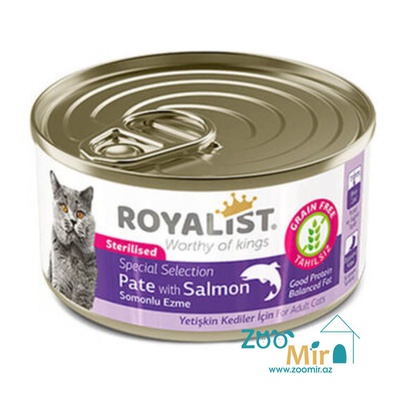 Royalist, консервы для стерилизованных кошек и кастрированных котов с лососем, 80 гр