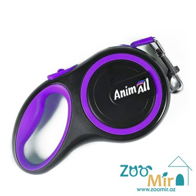 AnimAll, ременный поводок-рулетка 5 метров, весом до 50 кг, размер L, для собак средних и крупных пород  (цвет: фиолетовый)
