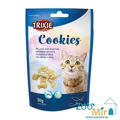 Trixie Cookies, лакомство печенье со вкусом лосося и кошачьей мяты, для кошек, 50 гр.