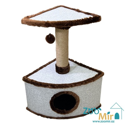 Zoomir, угловая домик-когтеточка, для котят и кошек, 40х40х72 см (цвет: серо-коричневый)
