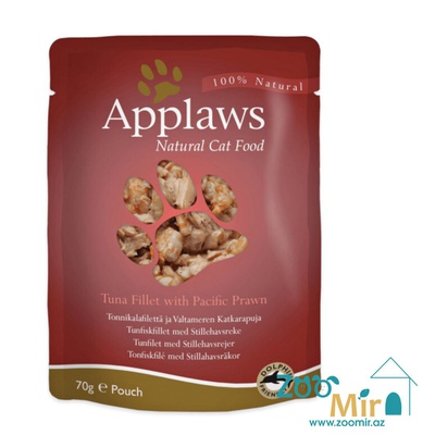 Applaws Natural Cat Food, влажный корм для кошек с тунцом и креветками , 70 гр