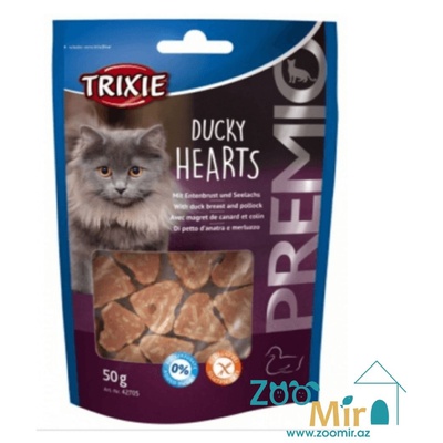 Trixie Ducky Hearts, сердечки для кошек со вкусом утиной грудкой и минтаем, 50 гр