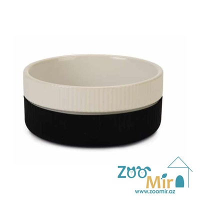 Beeztees, керамическая миска с силиконовым основанием для мелких пород собак и кошек, 11.5 см (черно-белая)