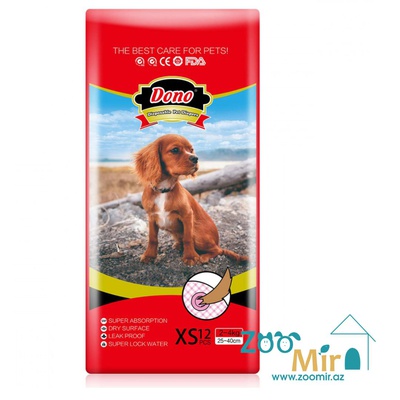 DONO Pet  Diapers, одноразовые впитывающие подгузники для собак и кошек, размер XS, в упаковке 12 шт (вес 2-4 кг) (цена за упаковку)