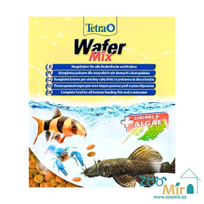 Tetra Wafer Mix, смесь полнорационных кормов для всех видов донных рыб и ракообразных, 15 гр