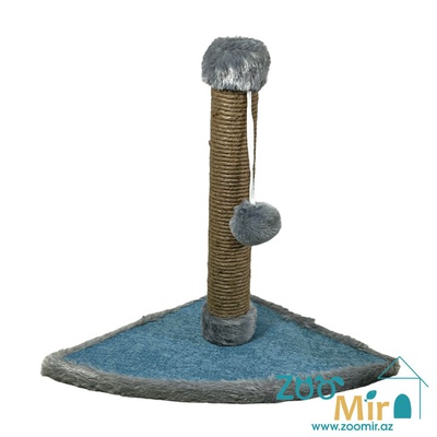 ZooMir, когтеточка с комбинированным угловым основанием, для котят и кошек, 42х30х30 см (размер S)(цвет: серо-голубой)