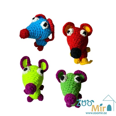ZooMir, игрушка вязанная в форме мышки, для котят и кошек (выпускается в разных цветах)(цена за 1 игрушку)