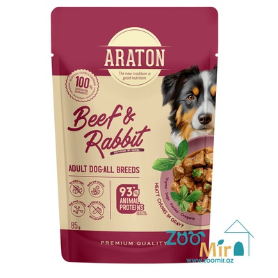 ARATON Adult Dog All Breeds with Beef and Rabbit, влажный корм для щенков с ягненком и кроликом, 85 gr