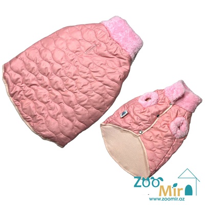 Tu, модель "Pink Cloud", утеплённая жилетка - дождевик для собак малых пород, 5 - 6 кг (размер ХL)