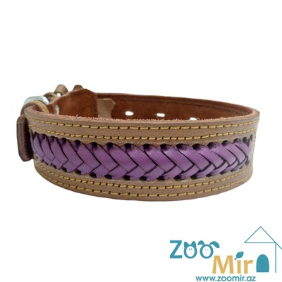 Zoomir, ошейник для средних и крупных собак, 60 см. (цвет: коричневый, фиолетовая вязка)