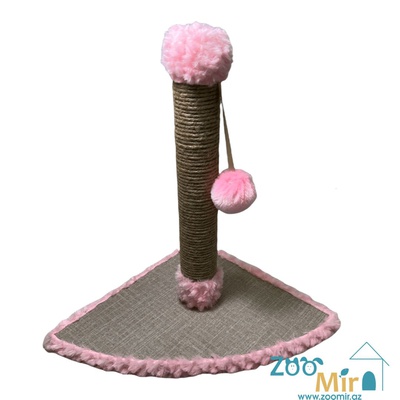 Zoomir " Pink Cloud" , когтеточка с угловым комбинированным (кофейным) основанием, для котят и кошек, 42х30х30 см (размер S)