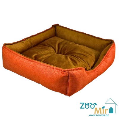Zoomir, лежак для мелких пород собак и кошек, 42x42x11 см (размер S) (цвет: оранжево-коричневый)