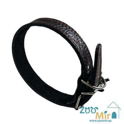 Zoomir, ошейник для средних пород собак, 48 см. (цвет: черный с коричневой строчкой)