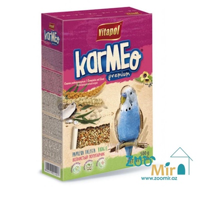 Vitapol Karmeo Premium, сбалансированная зерновая смесь для ежедневного кормления, корм для волнистых попугаев, 500 гр. (цена за 1 коробку)
