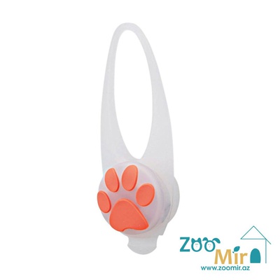 Trixie, брелок-клипса светящийся на ошейник, для собак и кошек, 3х8 см (цвет: белый с оранжевой лапкой)