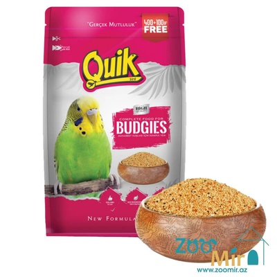 Quik, сбалансированная зерновая смесь для ежедневного кормления, корм для волнистых попугайчиков, 400 гр (цена за 1 пакет)