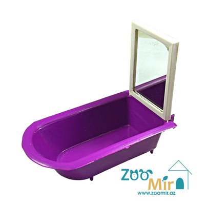 Купалка для птиц в форме ванны с зеркалом, 15 х 7.5 х11.5 см (цвет: фиолетовый)