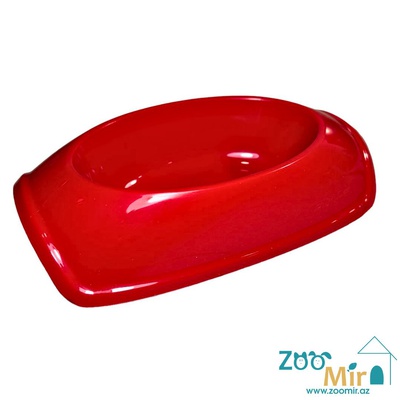 CadoPet, миска пластиковая овальной формы для собак мелких пород и кошек, 0.25 л  (цвет: красный)