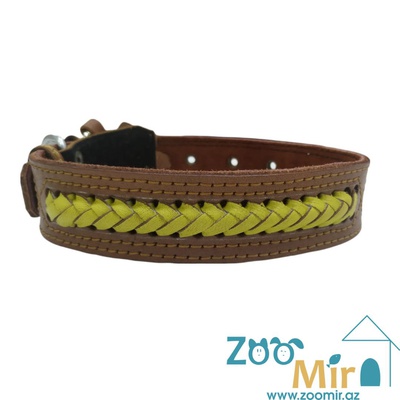 Zoomir, ошейник для средних и крупных собак, 60 см. (цвет: коричневый, вязка желтая)