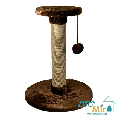 Zoomir, когтеточка с круглым основанием и полкой на верху, для кошек и котят, 50х40х40 см (размер М)(цвет: коричневый)