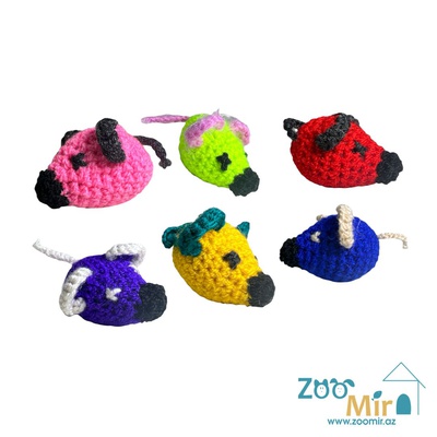 ZooMir, игрушка вязанная в форме шарика мышки, для котят и кошек (выпускается в разных цветах)(цена за 1 игрушку)