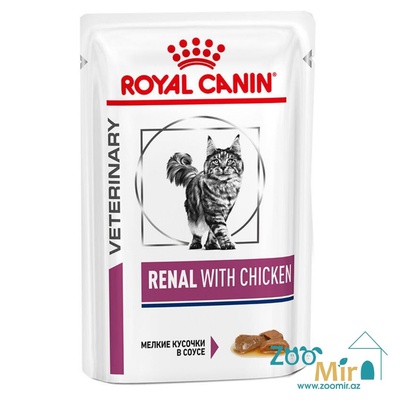 Royal Canin Renal, диетический влажный корм для взрослых кошек с курицей для поддержания функции почек при острой или хронической почечной недостаточности (соус), 85 гр
