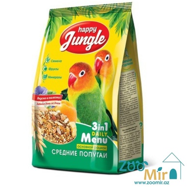 Happy Jungle, корм для средних попугаев с минералами, 500 гр (цена за 1 пакет)