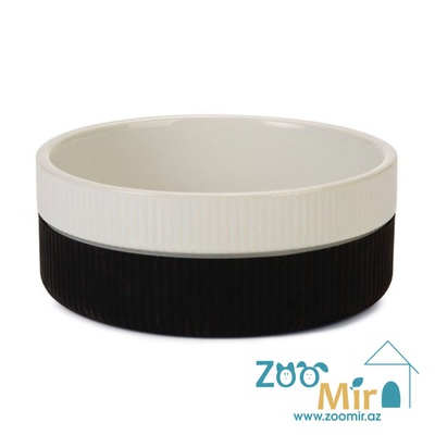 Beeztees, керамическая миска с силиконовым основанием для средних пород собак, 15.5 см (черно-белая)