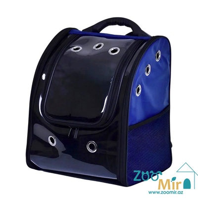 TUR, рюкзак-переноска, с иллюминатором, для собак мелких пород и кошек, 34х30х40 см (цвет: синий)