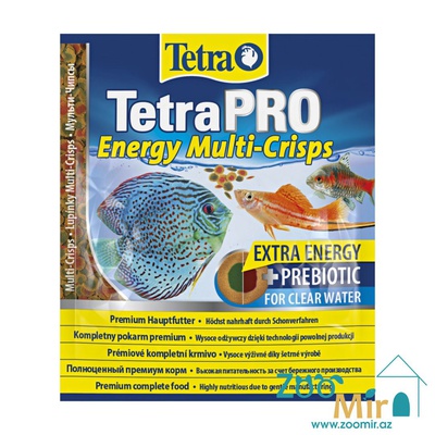 TetraPRO Energy Multi-Crisps, сбалансированный основной корм для пресноводных декоративных рыб, стимулятор энергии, чипсы, 12 гр.