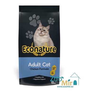 Econature Adult Cat Chicken Formula, dry food for adult cats with chicken,15 kg (price for 1 bag)