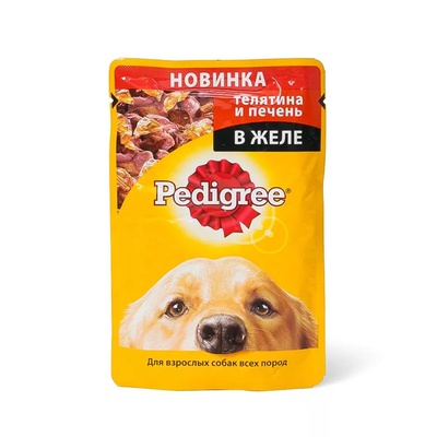 Pedigree для взрослых собак всех пород с телятиной и печенью в желе, 100 г
