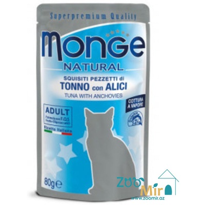 Monge Natural Adult Tuna with Anchovies, влажный корм для взрослых кошек с тунцом и анчоусами, 80 гр